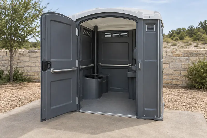 Wider portable toilet cabin