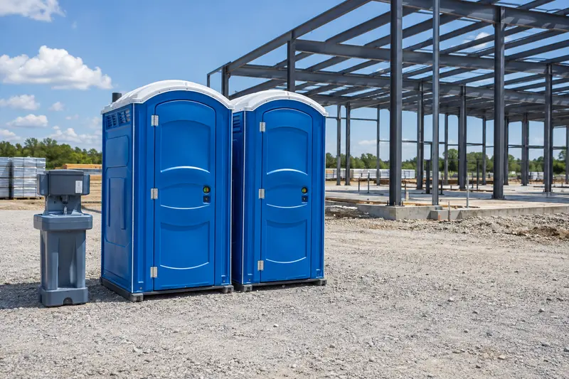 Temporary cabins beside building work